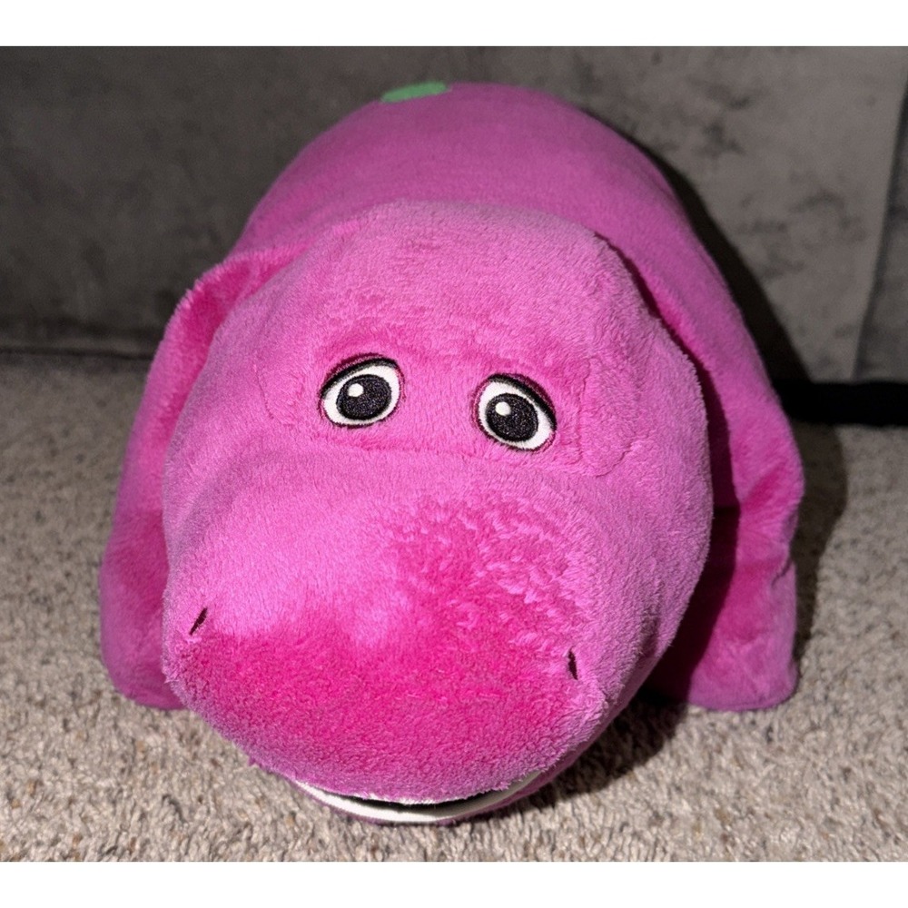 Barney‎ Pillow Pets 2011 Plush Stuffed Animal Purple & Green 20x14